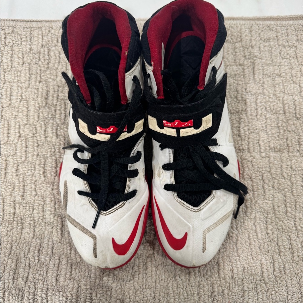Nike Men's White, Red & Black High-Top Basketball Sneakers - Picture 2 of 5